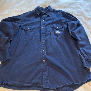 Rasco FR Snap Front Long Sleeve Welder Shirt XL 7.5oz Navy